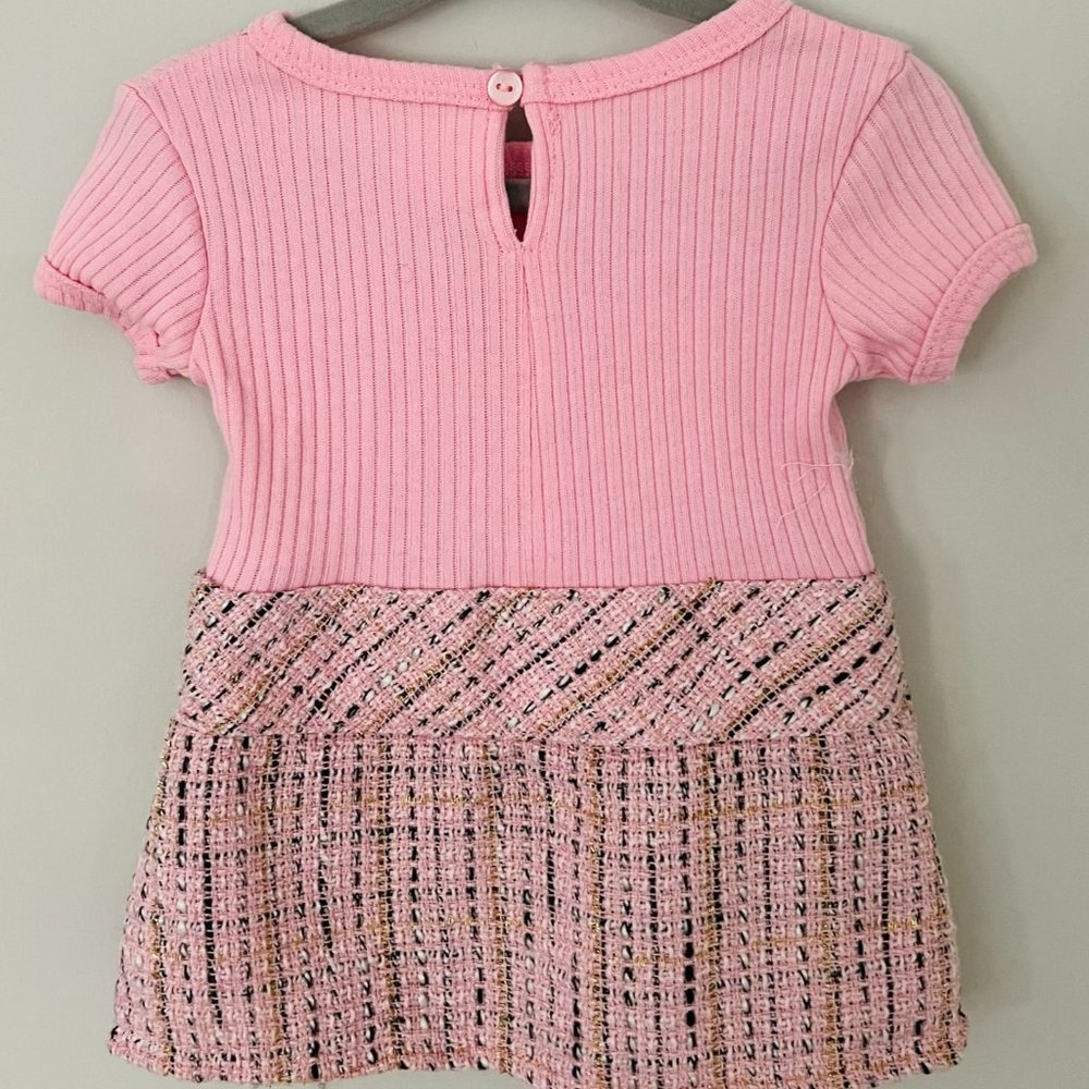 Boucle pink and black baby dress and coat set size 12 months - Picture 3 of 4